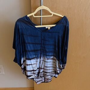 Navy, Brown and White Tie-Dye Women's Top